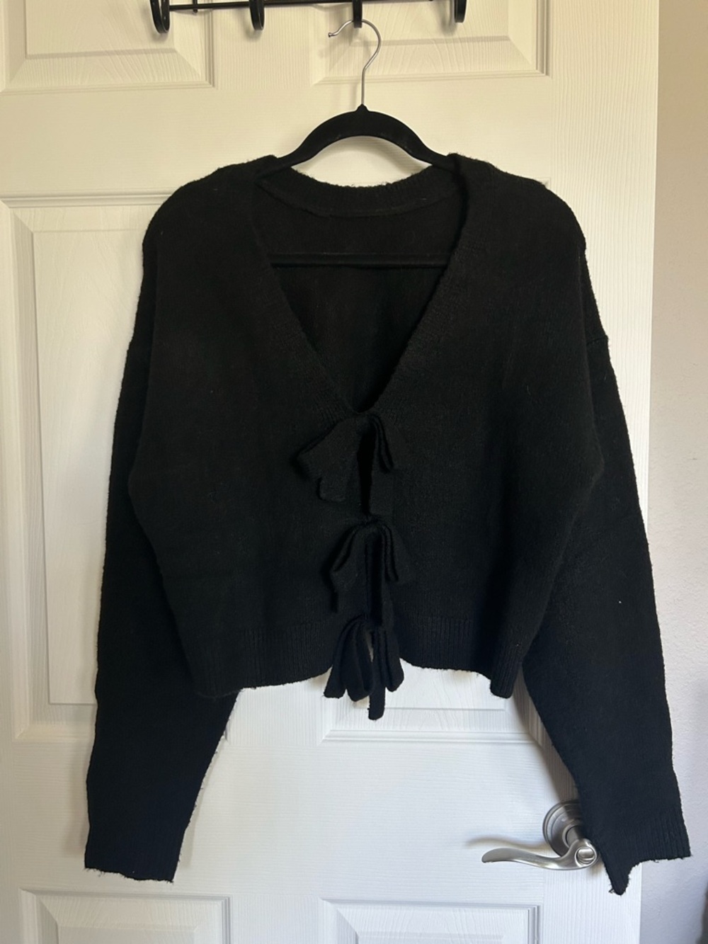 MARBLE Black Tie-Front V-Neck Cardigan